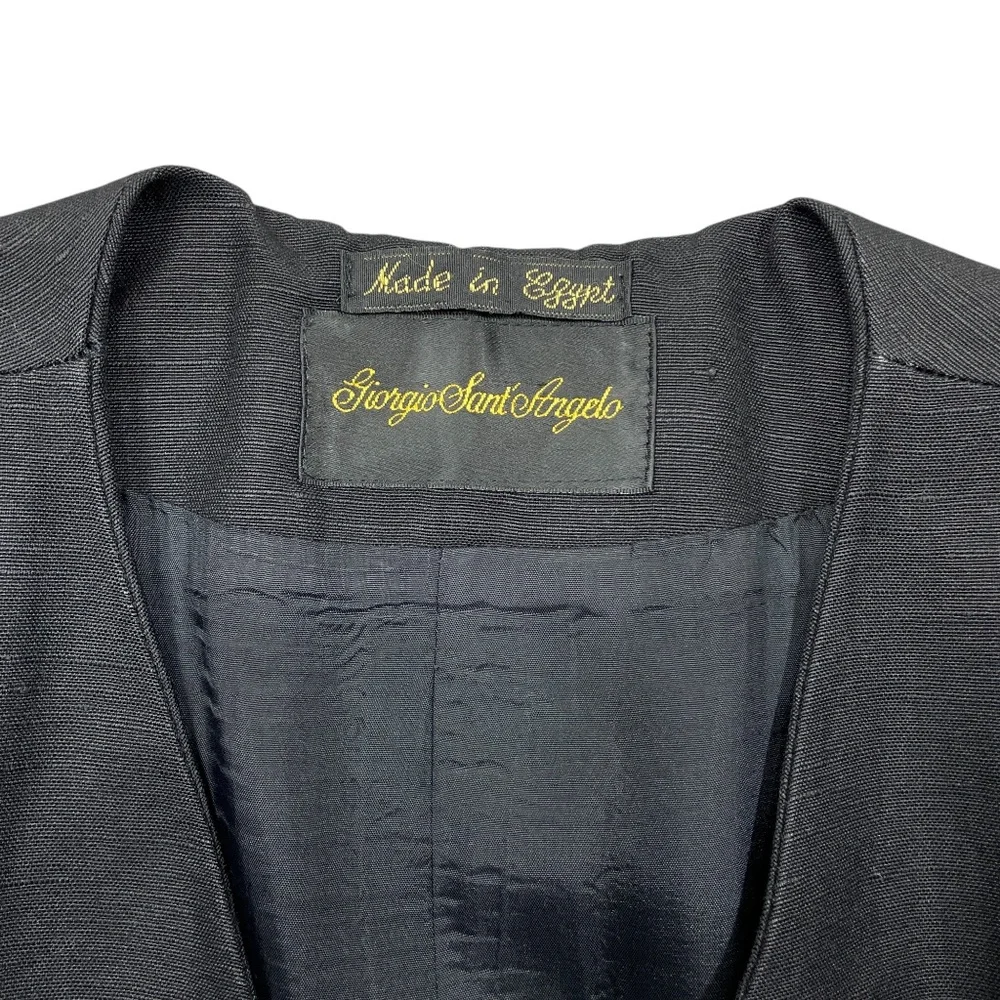 Giorgio Sant Angelo 10 Black Full Zip Jacket Lined Linen Rayon‎